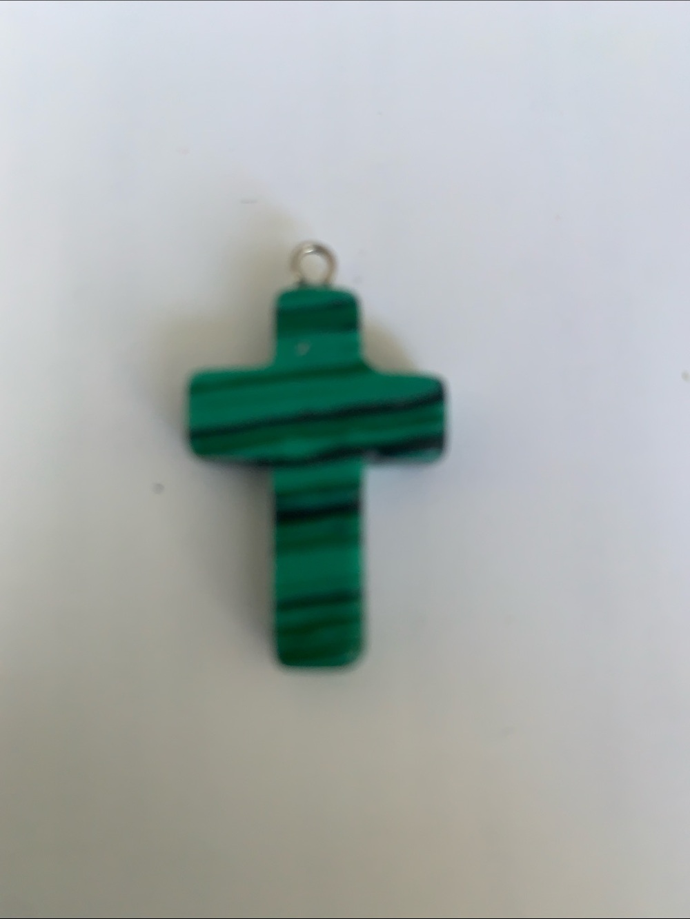 Green Striped Cross Pendant - Malachite Style Accent